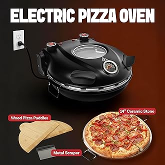PIEZANO 14 Inch Extra Large Crispy Crust Pizza Oven by Granitestone – Family Sized Electric Pizza Oven Indoor Countertop Maker with Stone Heats up to 800˚F for Stone Baked Pizzeria Style at Home