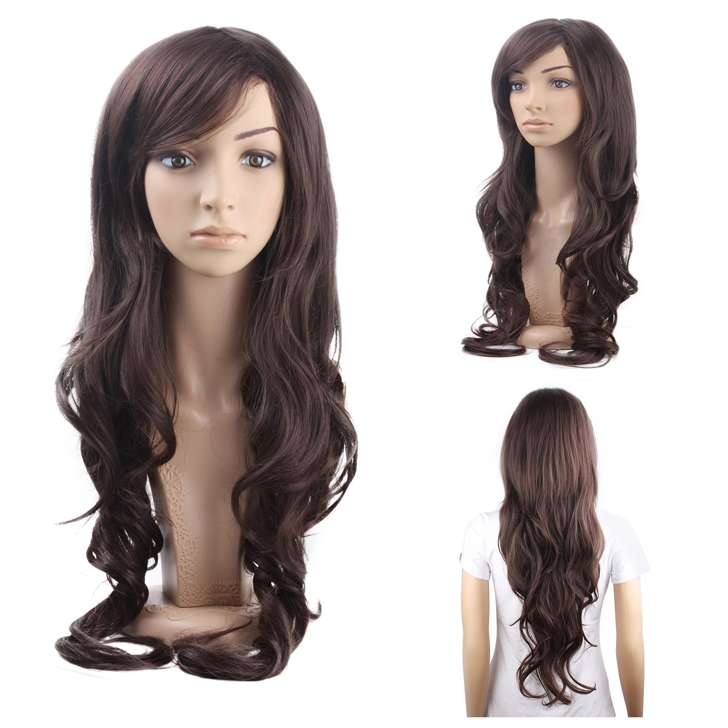MelodySusie® Beautiful Long Dark Brown Curly Wave Stunning Wig Full Wig + MelodySusie® Wig Cap + MelodySusie® Wig Comb