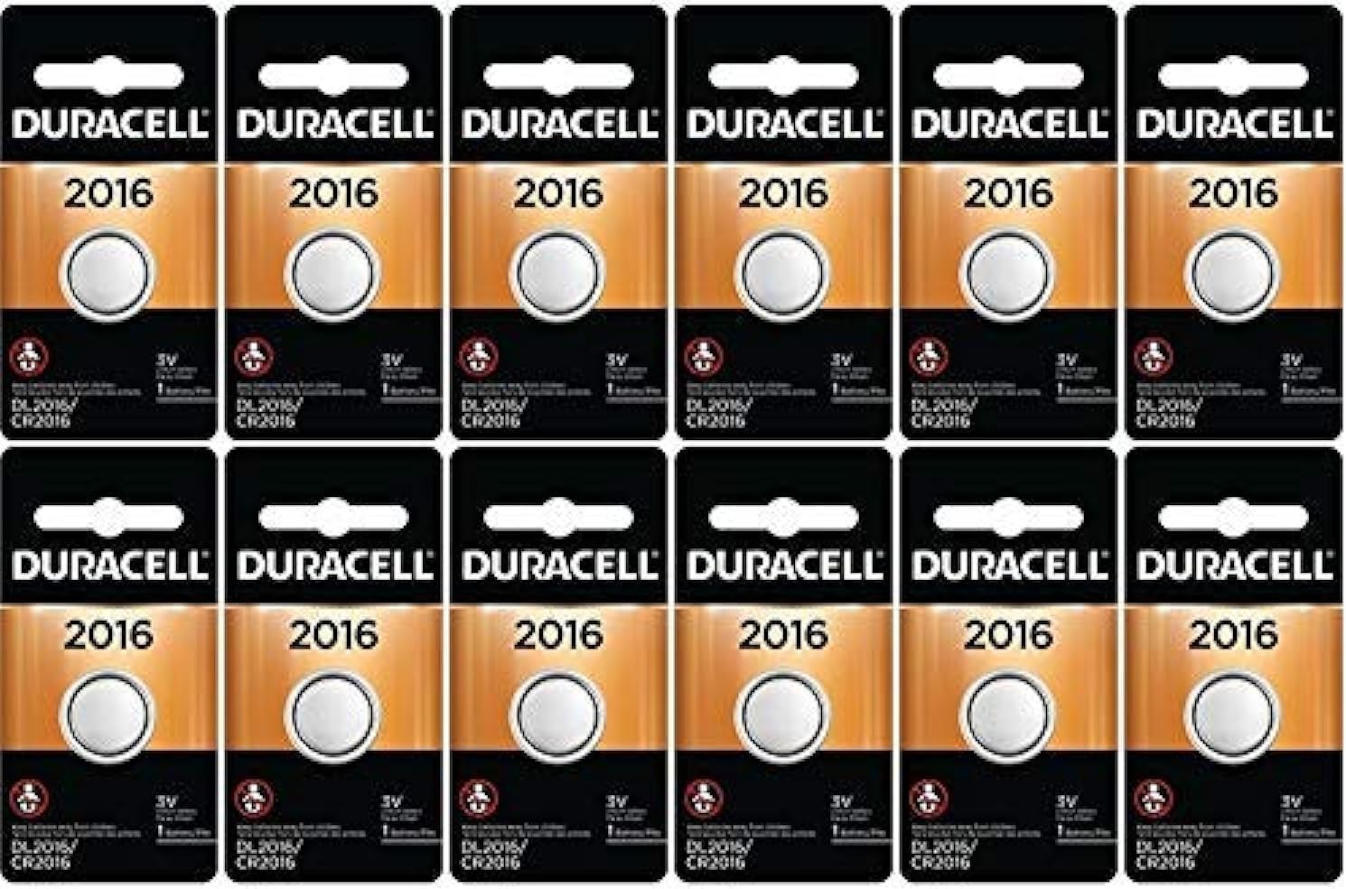 12-Pack Duracell 2016 Batteries 3.0 Volt Lithium Coin Button