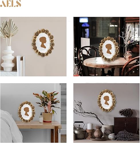 Miniatura 4 de AELS Marco de fotos vintage de 5 x 7 pulgadas, elegantes marcos de fotos ovalados antiguos con frente de cristal, pantalla de fotos, colgar en la