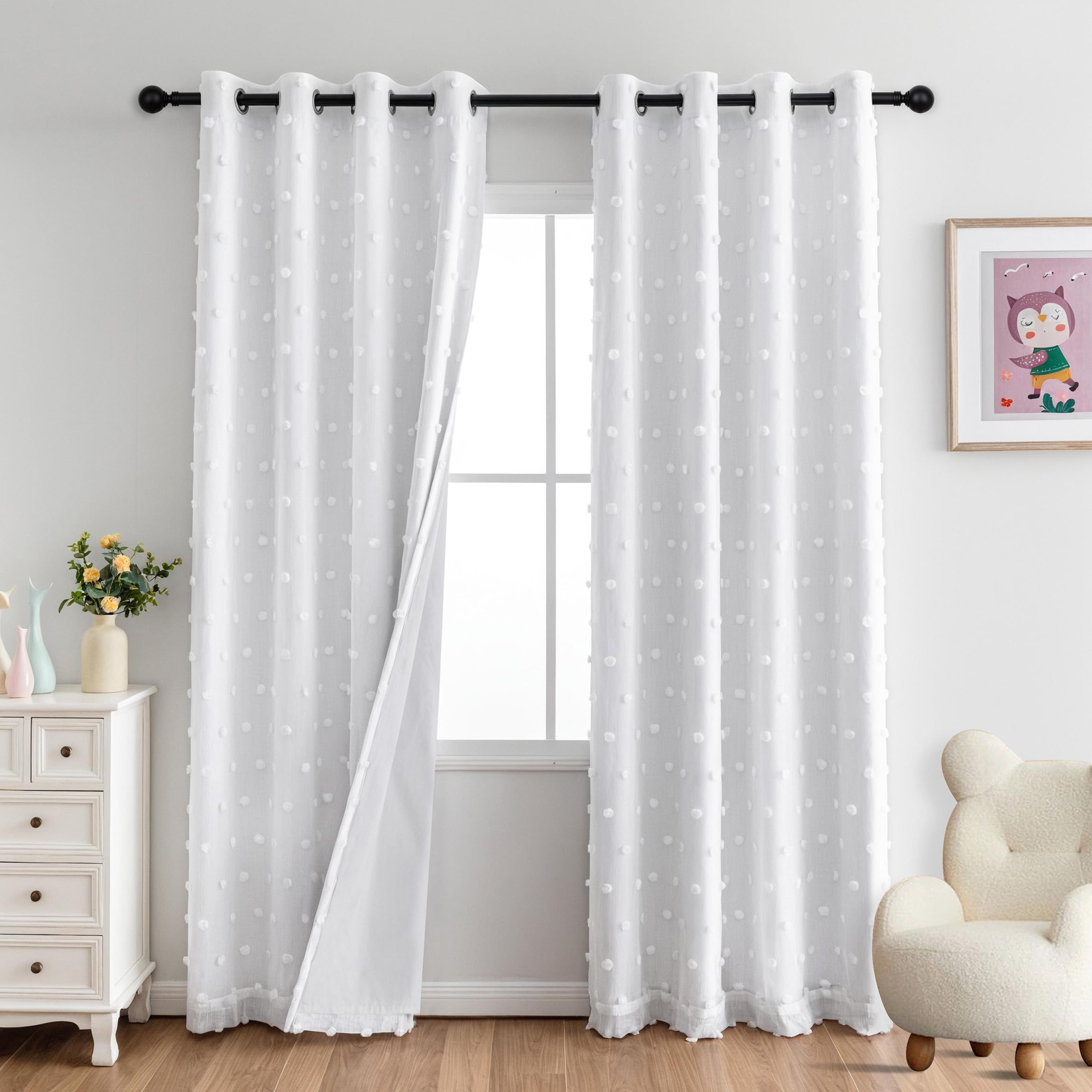MYSKY HOME Cortina térmica protectora contra el calor, cortinas opacas Blancas protectoras contra el frío ——, cortina oscurecedora con ojales para habitación infantil, cortina térmica contra el calor
