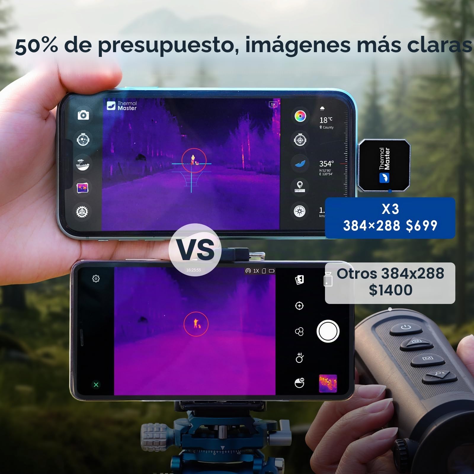 Cámara termográfica para caza X3 monocular termográfica Android 384 x 288