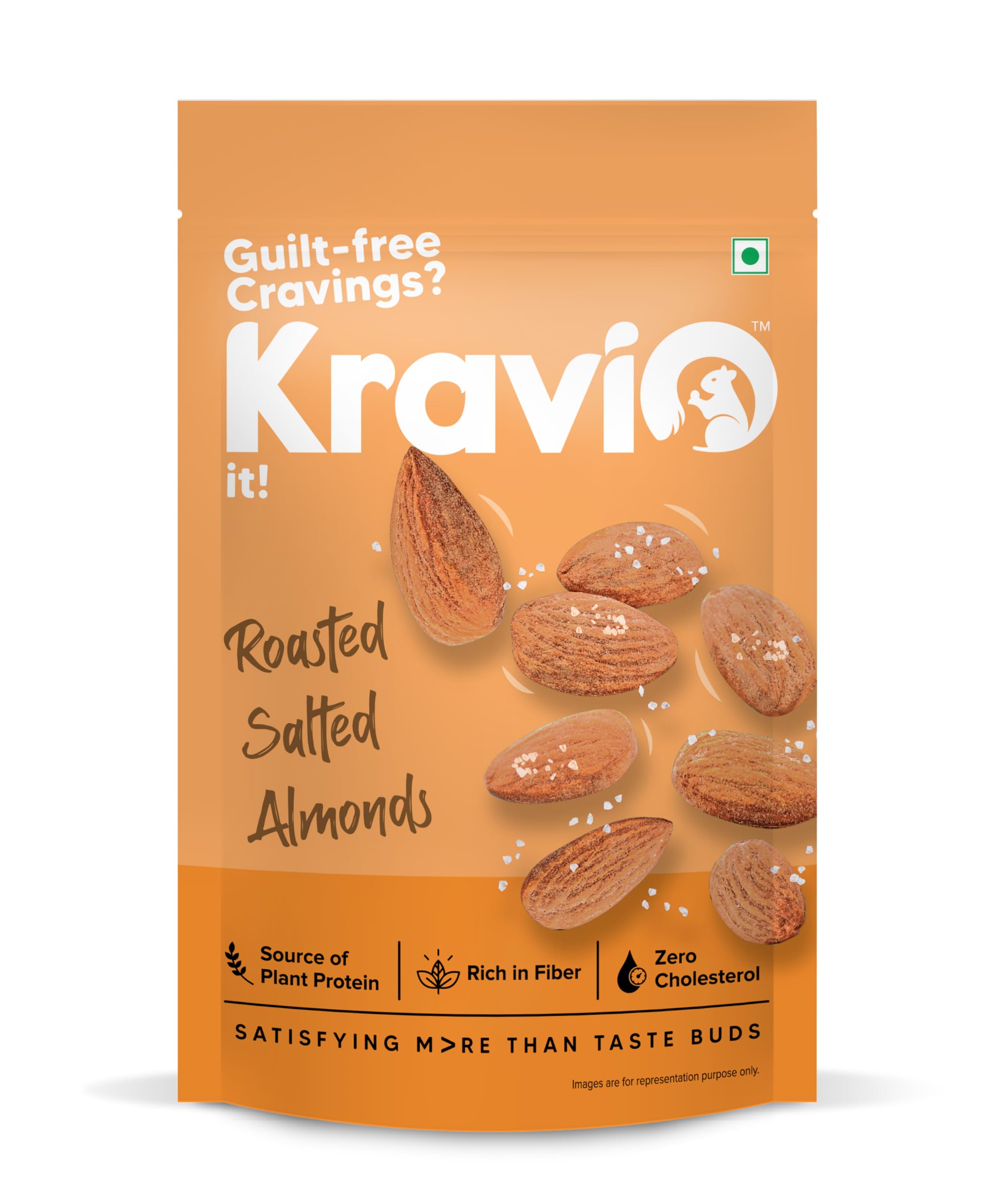 Premium Roasted Salted Almonds 200g | Zero Cholesterol Natural Whole California Badam Nuts & Dry Fruits | Rich in Protein, Roasted Crunchy Delicious Healthy Snacks