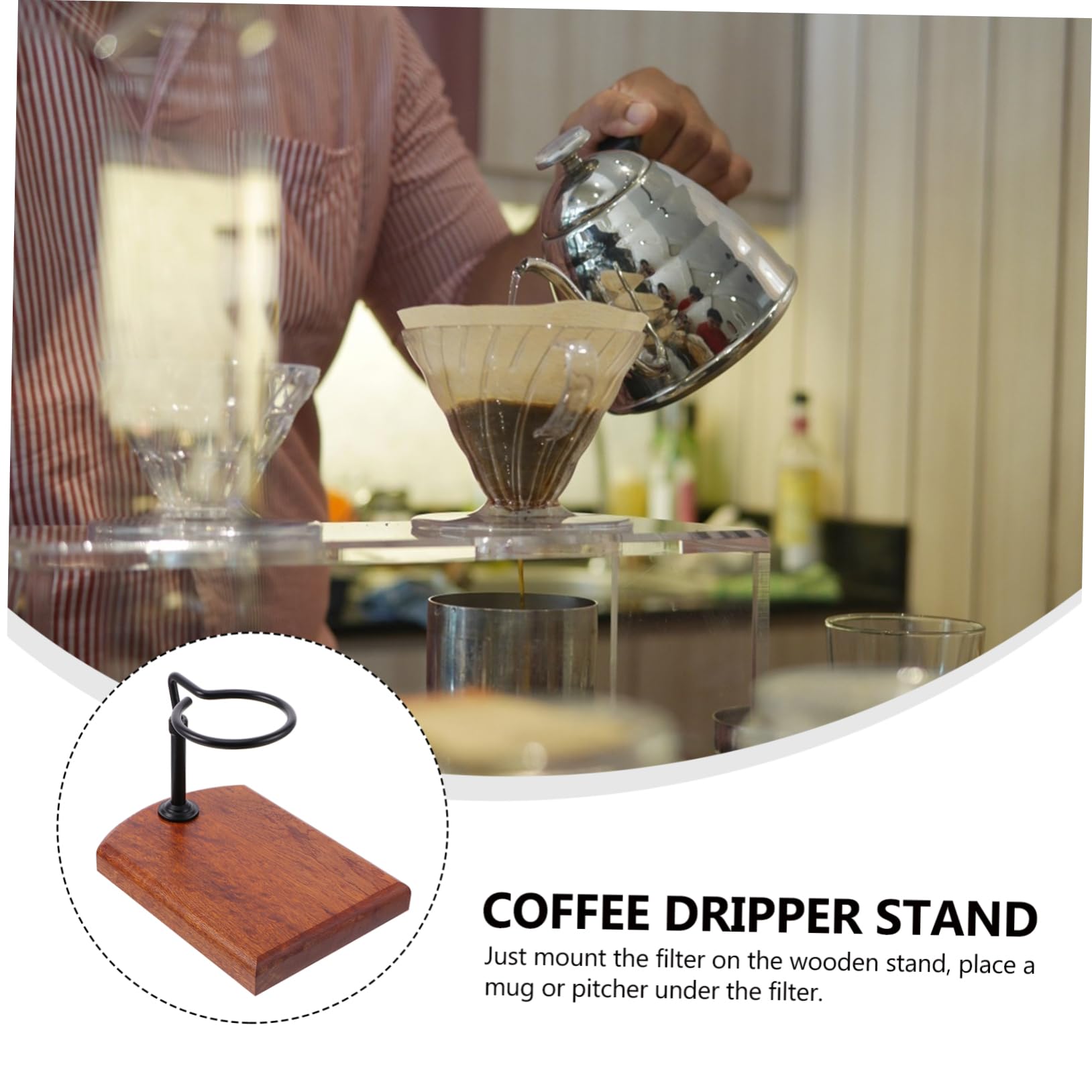 UKCOCO Supporto Per Gocciolatoio in Legno Massello Resistente - Supporto Per Tazze Con Filtro in Legno Forniture Manuali Per Bar/caffetteria