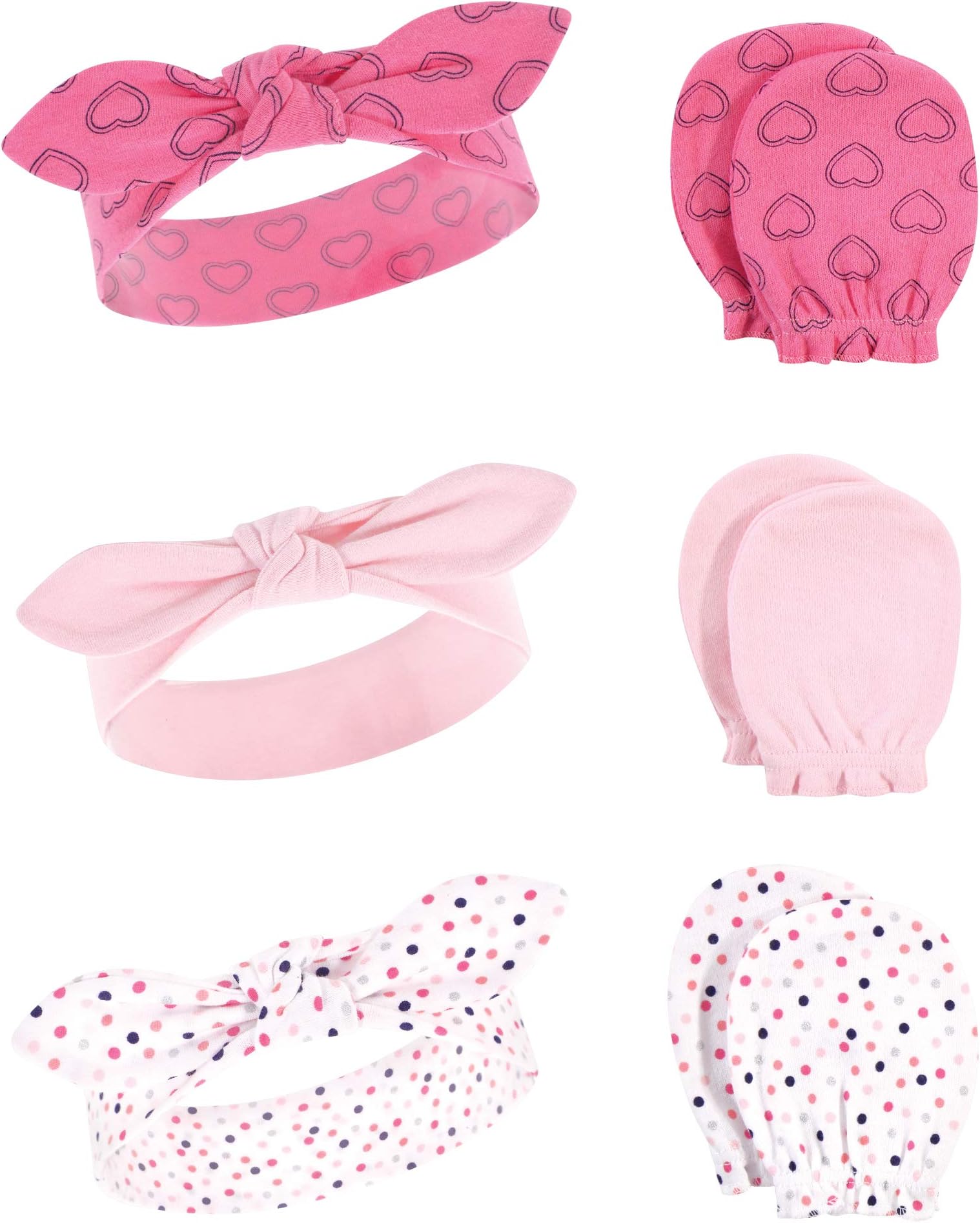 Hudson babyBaby Headband and Scratch Mitten Set, 6-Piece
