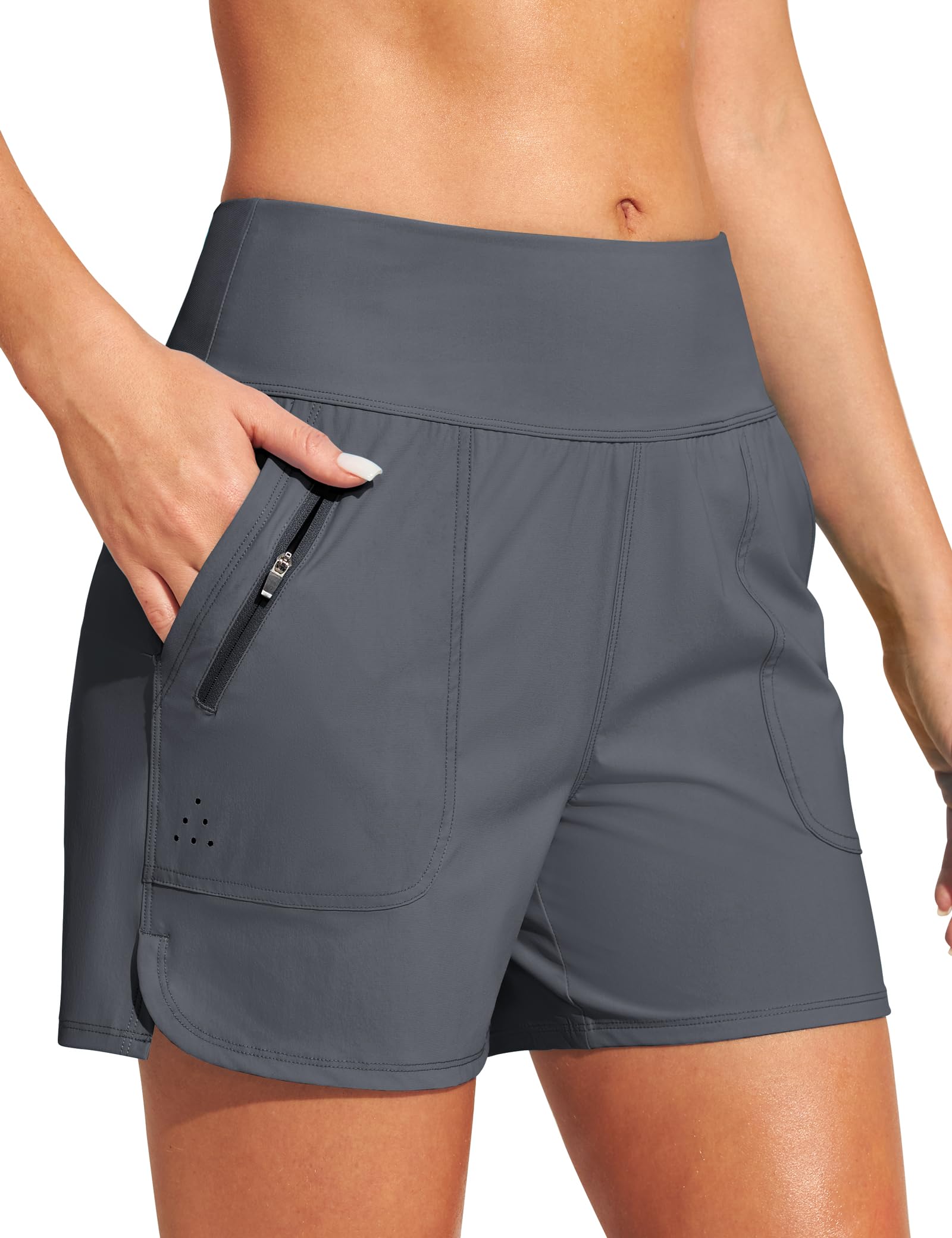 5" swim board shorts women stretchy high waisted bathing suits bottoms quick dry upf 50+ beach shorts with liner