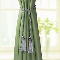 Vista 5 de Fenghuangwu Alzapaños de cortina decorativos hechos a mano con borla (plata, 4P)