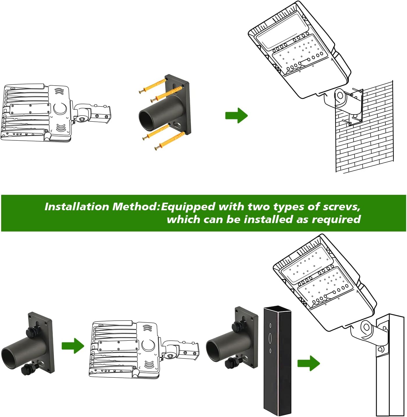 2PCS Slip Fitter Adapter, Slip Fitter Mount Wall Mount Bracket, Transform The Slip Fitter into Arm Mounting Weatherproof Adaptor for Parking Lot Lights, Shoebox Light Fixture, Outdoor Flood Light