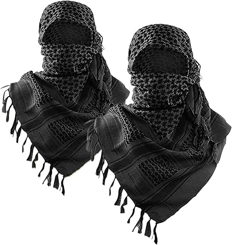 Luxns Bufanda táctica militar Shemagh del desierto 100% algodón Keffiyeh bufanda para hombres y mujeres