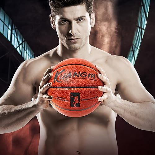 Miniatura 5 de Kuangmi Balón de baloncesto de la serie auténtica, hecho para pelotas de juego en interiores y exteriores, tamaño oficial 765, 29.5 pulgadas, 28.5