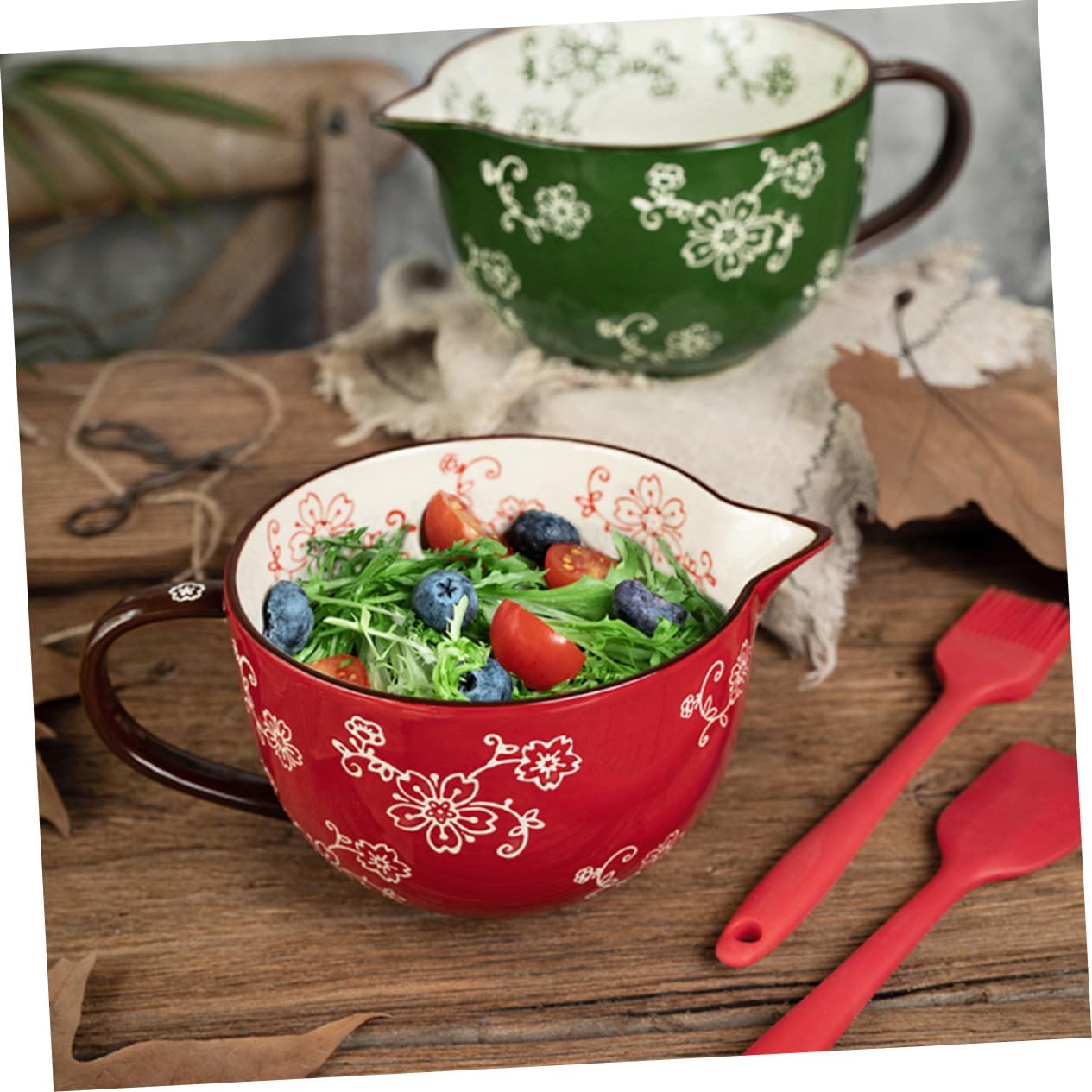 GLEAVI Ceramic Mixing Bowl Spout Mixing Bowl for Kitchen Dishwasher Safe for Cooking and Baking 1-Piece Design