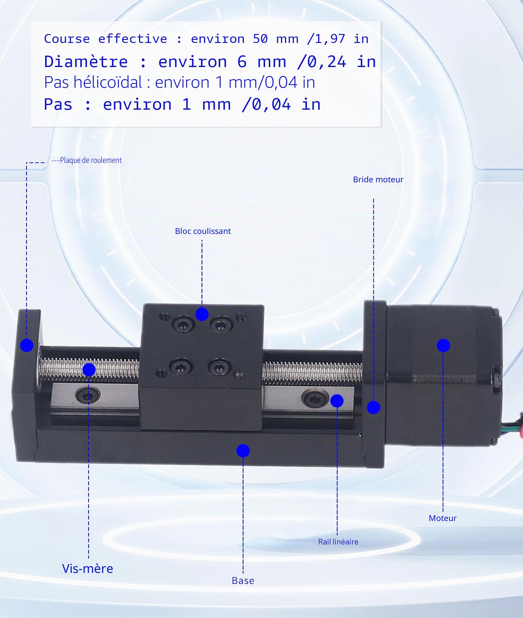 Gugxiom Mini Actionneur de Glissière de Guidage de Rail Linéaire,Moteur Pas à Pas 28,Course Efficace de 50mm,Actionneur de Scène LinéairexY Z,Actionneur de Glissière de Guidage de Gugxiomp507tnmsxf