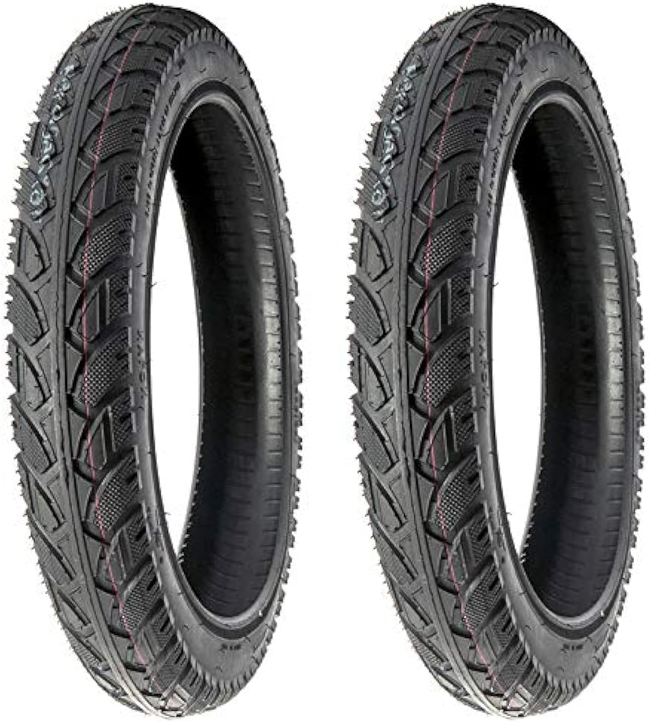 MMG Set of 2 All-Terrain Tread Tire Size 16x2.50 (65-305) Fits Electric Bikes (e-bikes), Kids Bikes, Small BMX and Scooters Fits 12 Inches Rims