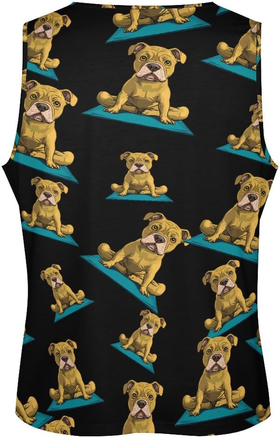 Pitbull Dog Doing Yoga Men's Tank Tops Sleeveless Muscle Shirts for Men Lightweight Vest Crew Neck T-Shirts