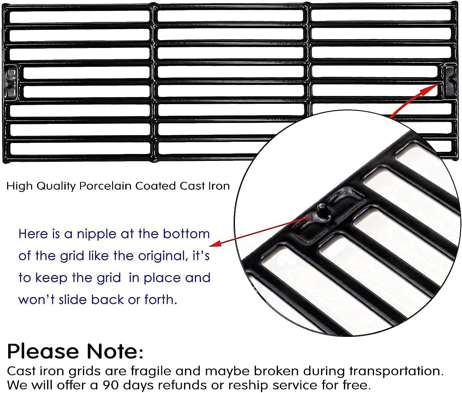 Hisencn Repair kit Replacement for Chargriller 5050, Grill Burner Tube, Heat Plate Shield Tent, Hanger Brackets, Electronic Ignitor, Porcelain Coated Cast Iron Cooking Grates, 20 inch Ash pan