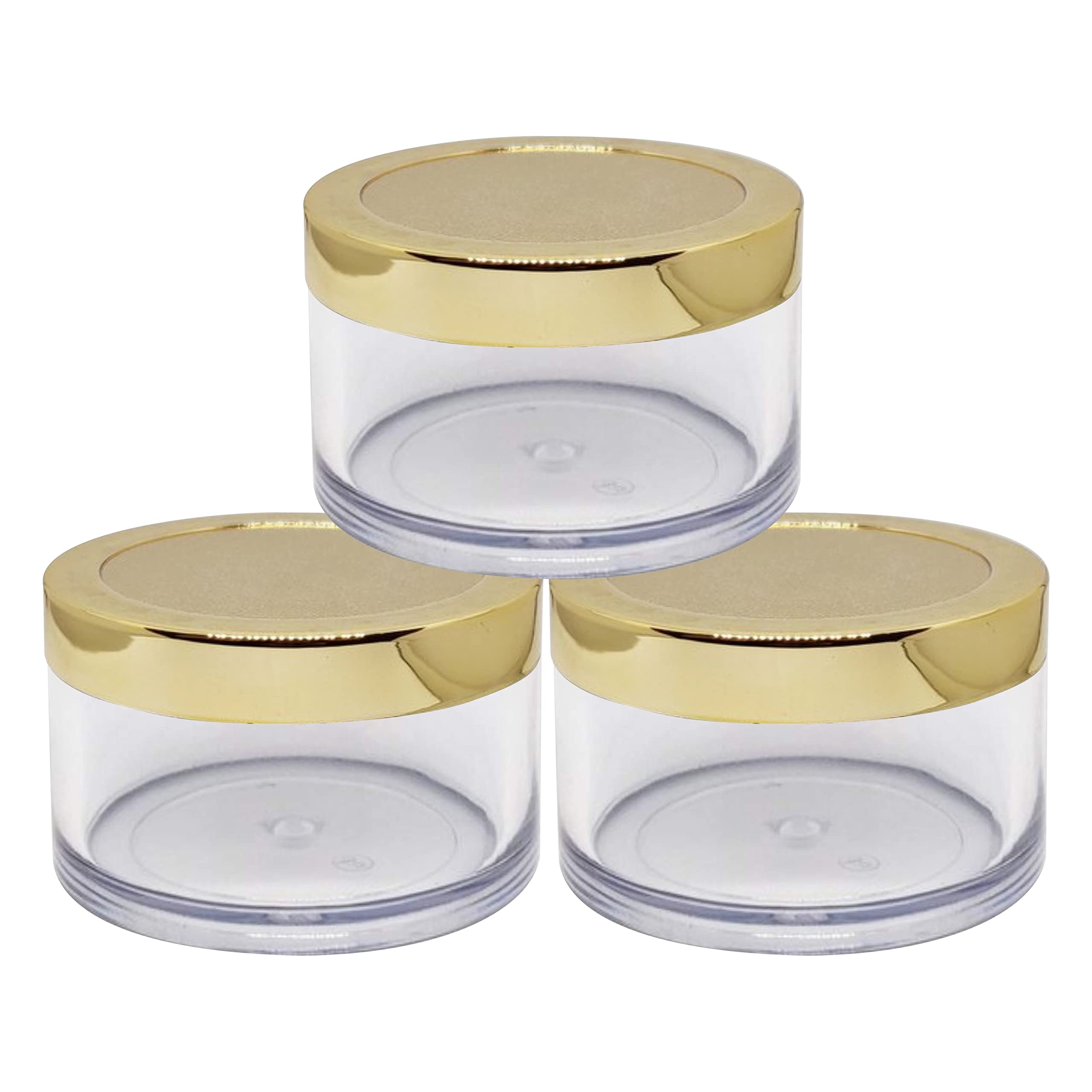 Zenvista 15gm Acrylic Shan Jars, With Very Beautiful Gold Lids, for Creams, Face gels & Lip Balms, (Pack of 3)