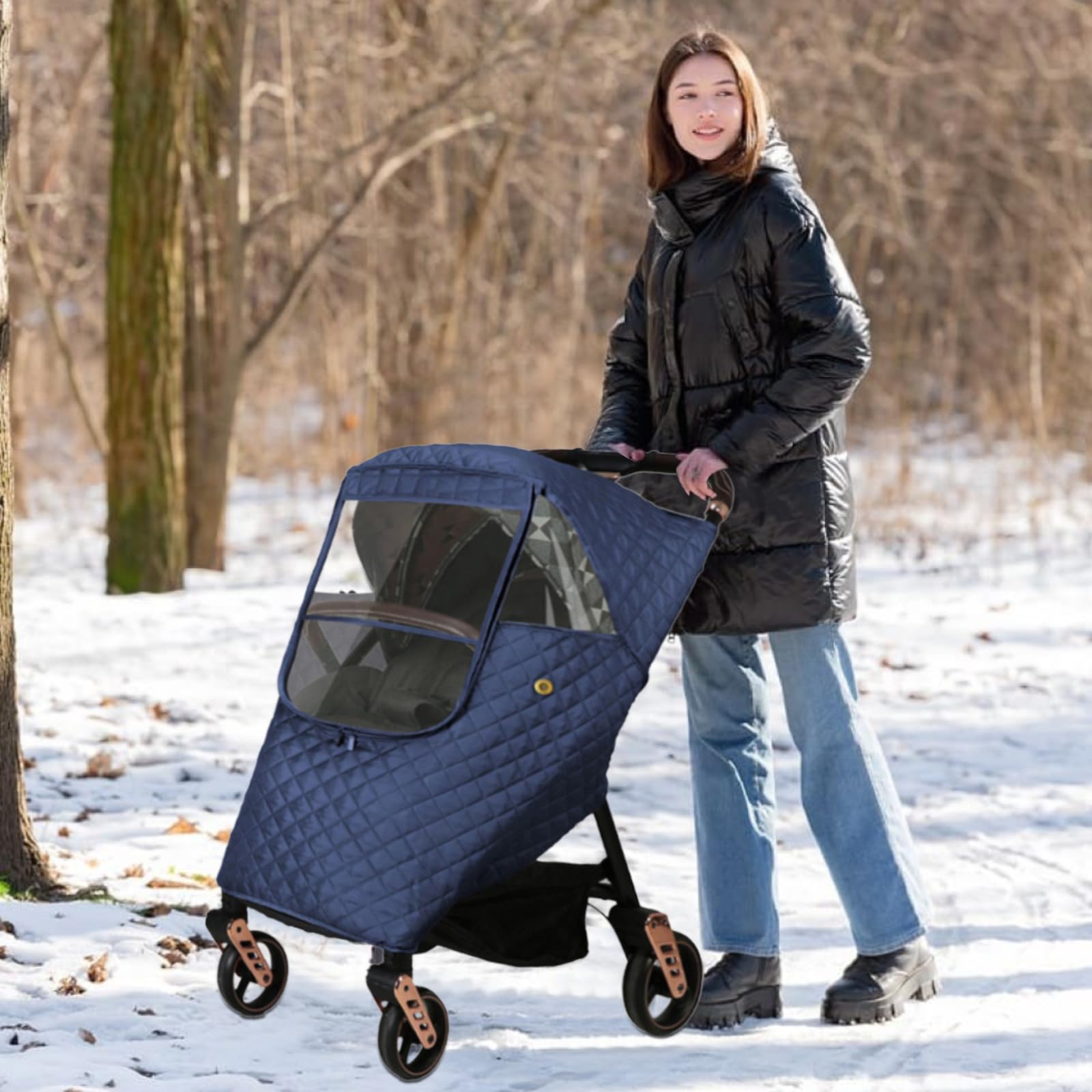 Housse de Pluie Universelle D'hiver pour Poussette de Bébé Coupe-vent Chaude et Matelassée Housse de Voyage Matelassée pour Poussette de Bébé