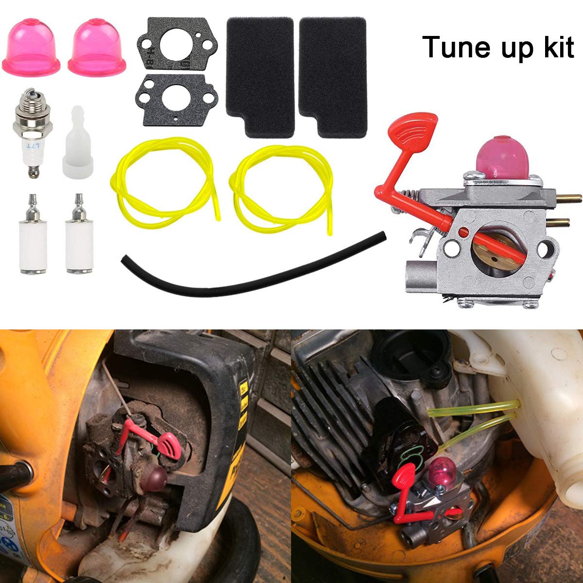 ZAMDOE Carburador WT-875 para soplador Craftsman Poulan Pro McCulloch Weedeater BVM200C BVM200VS P200C GBV325 P325 200 mph con Kit de Ajuste Filtro de línea de Combustible Filtro de Aire