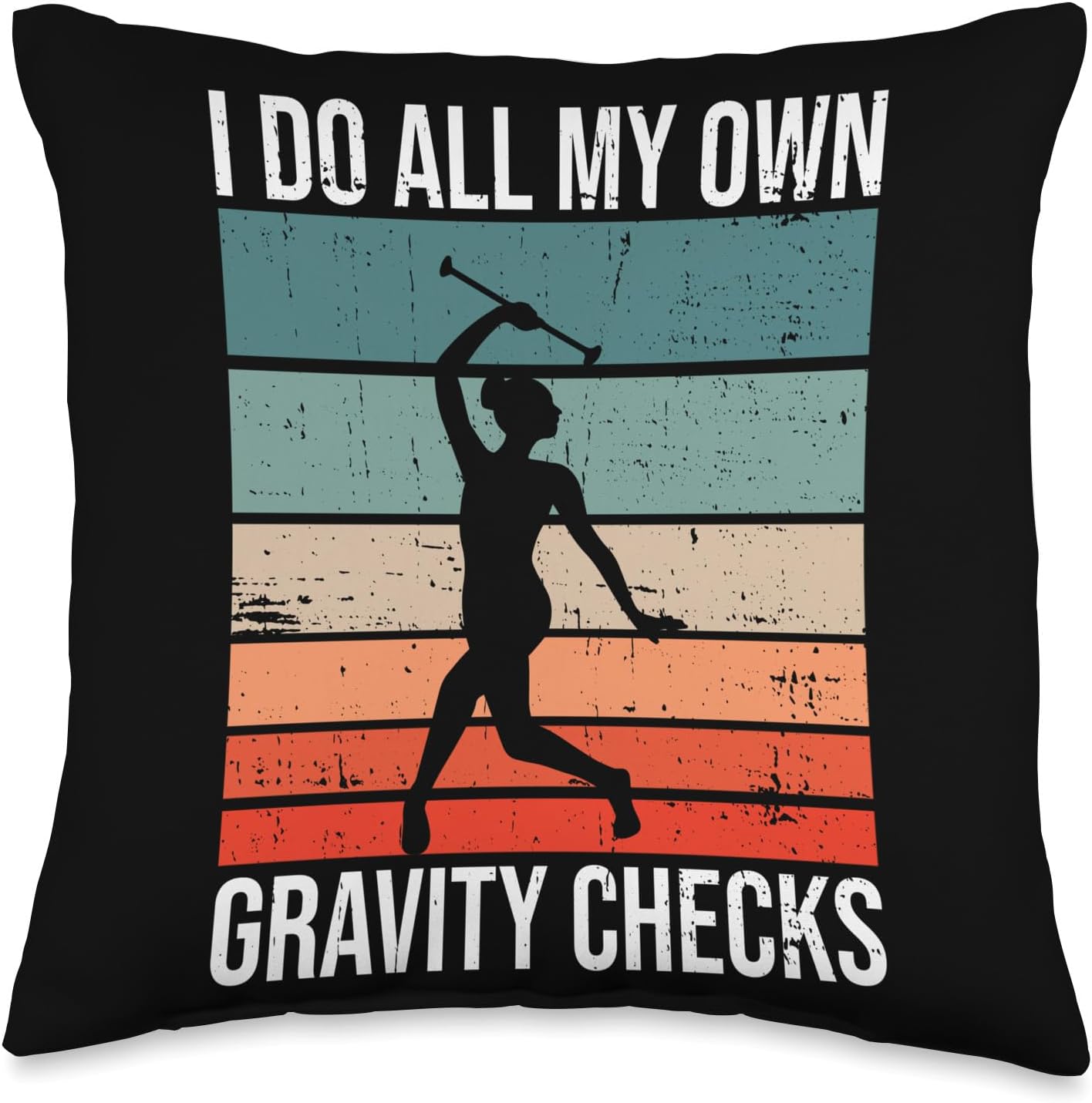 Baton Twirling & Majorette Dance Designs Twirler Design for Baton Gymnastics Throw Pillow, 16x16, Multicolor
