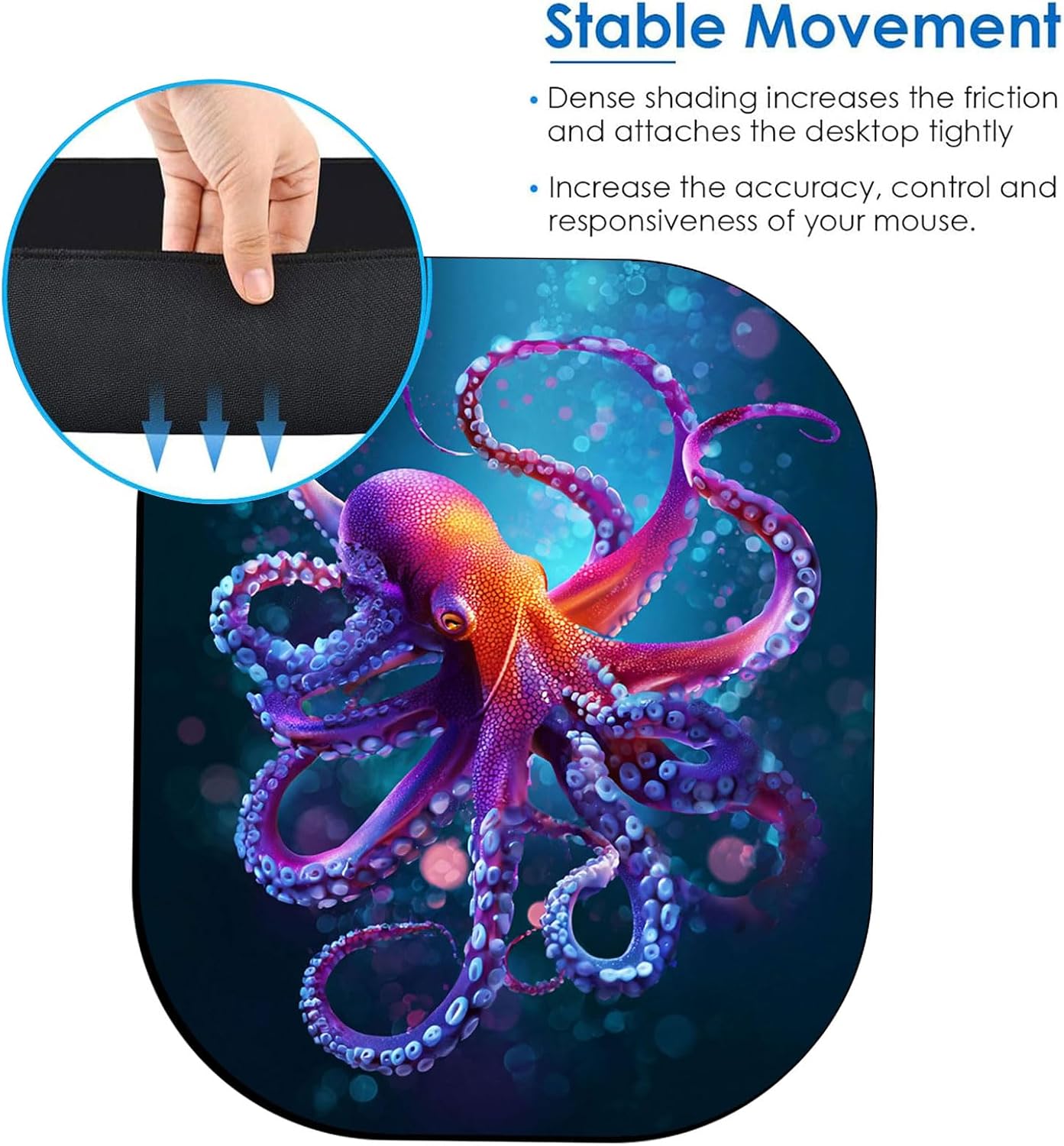 Small Mouse Pad，Mini Mouse Pad 6 x 7 Inch，for Laptop Keyboard Tray Wireless Mouse Home Office Travel，with Non-Slip Rubber Base, Waterproof Mouse Mat，Colorful Octopus Underwater