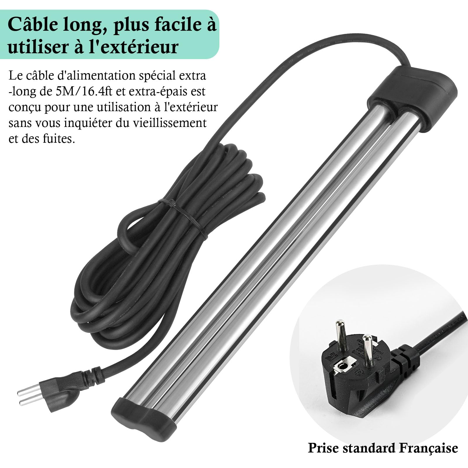Chauffage de Bassin Extérieur 150W 300W 600W Chauffage d'Aquarium pour Petits Bassins, Kio Pond, Dégivreur de Bassin avec Long Câble et Mousse Flottante (600W)