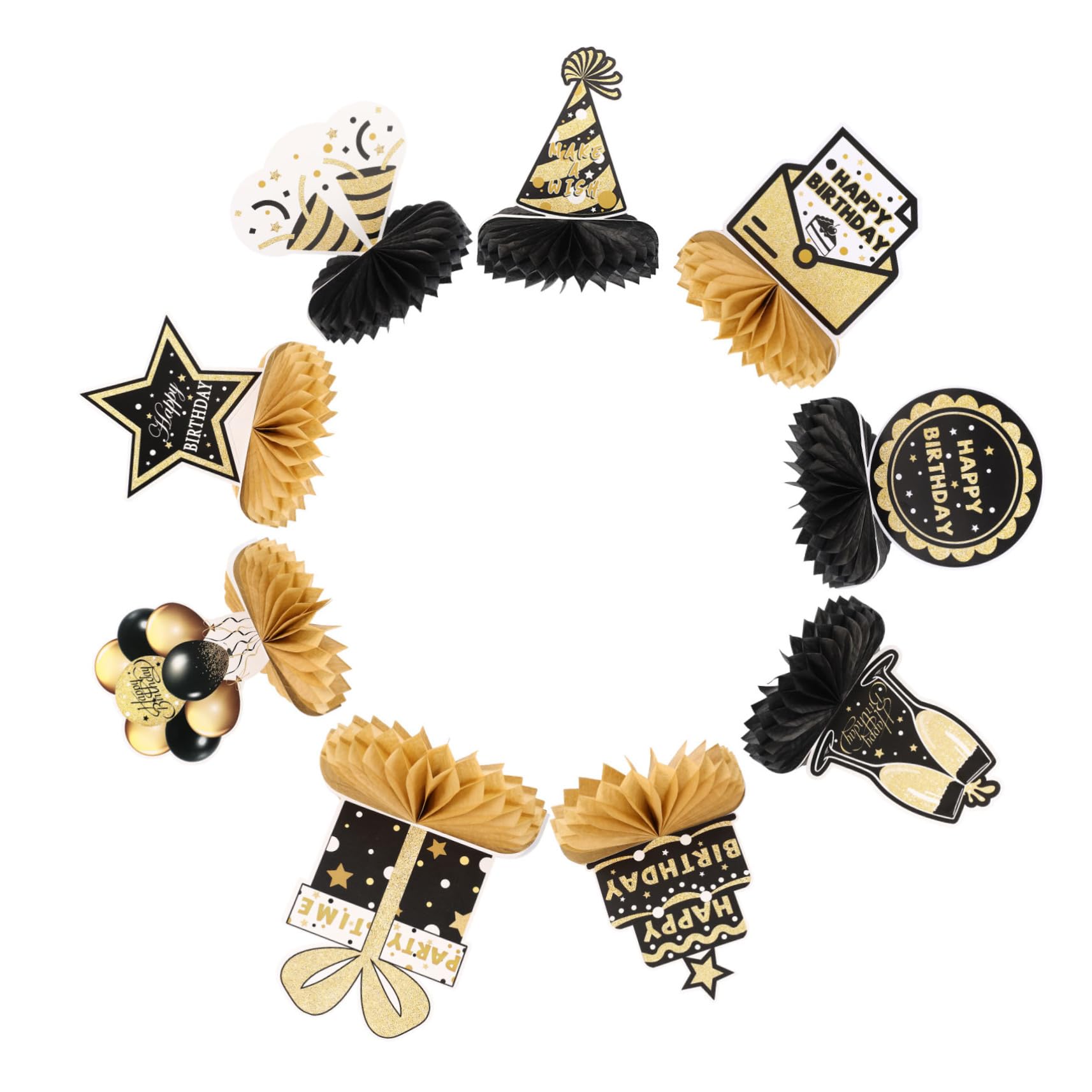 Cabilock 9pcs Birthday Honeycomb Decoration Party Supply Birthday Adornment Paper Honeycomb Birthday Decorations Honeycomb Standing Decor Party Scene Decor Birthday Party Decor