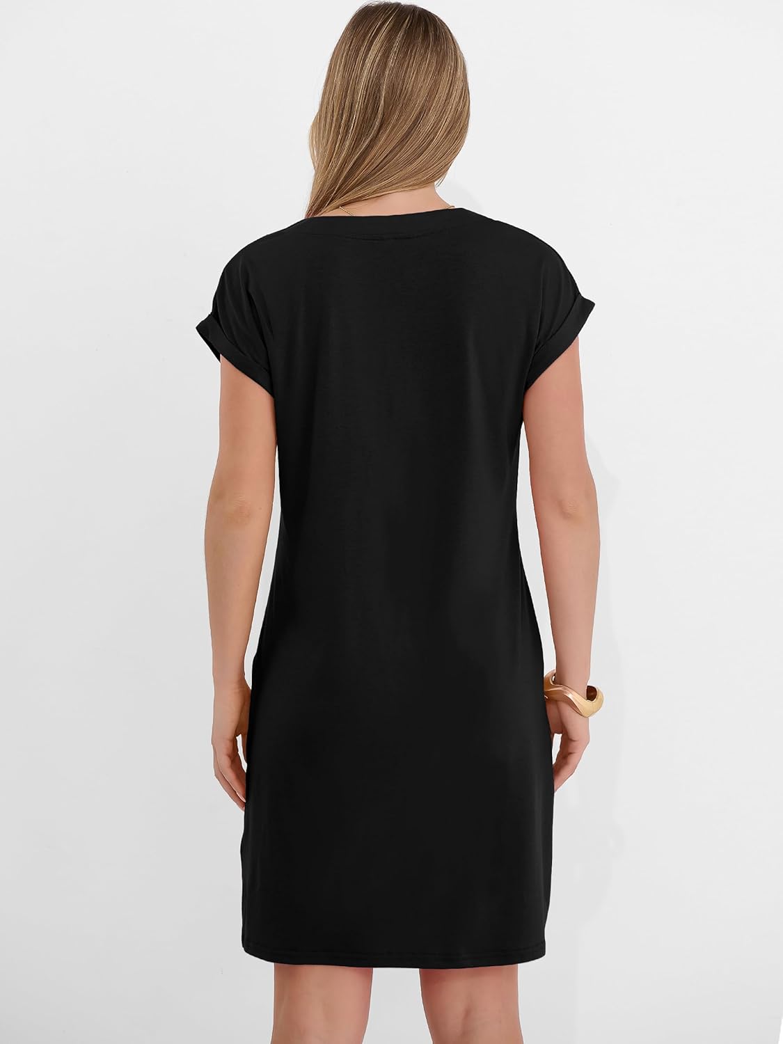 ANRABESS Summer Dresses for Women Casual V Neck Short Sleeve Mini Tshirt Dress 2026 Loose Fit Beach Vacation Shift Sundress