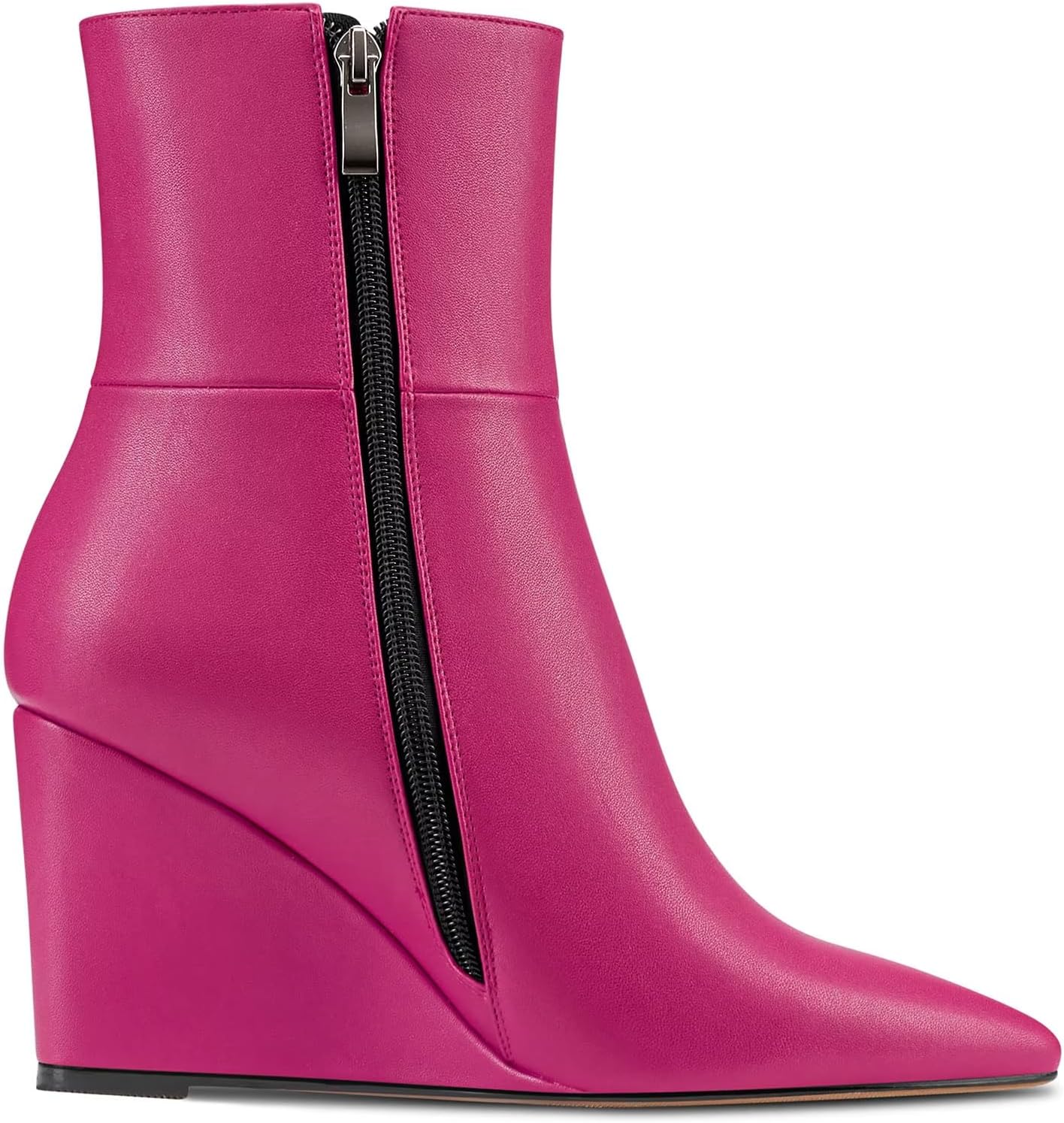 Castamere Women High Heel Wedge Pointed Toe Ankle Boots Short Bootie Classic Zipper Slip-on Boots Party Wedding 3.3 Inches Heels