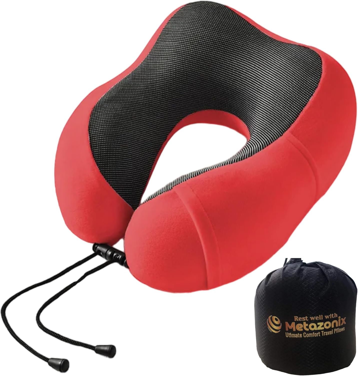 Almohada Viaje Memory Foam Roja 11x10x5.2in Suave