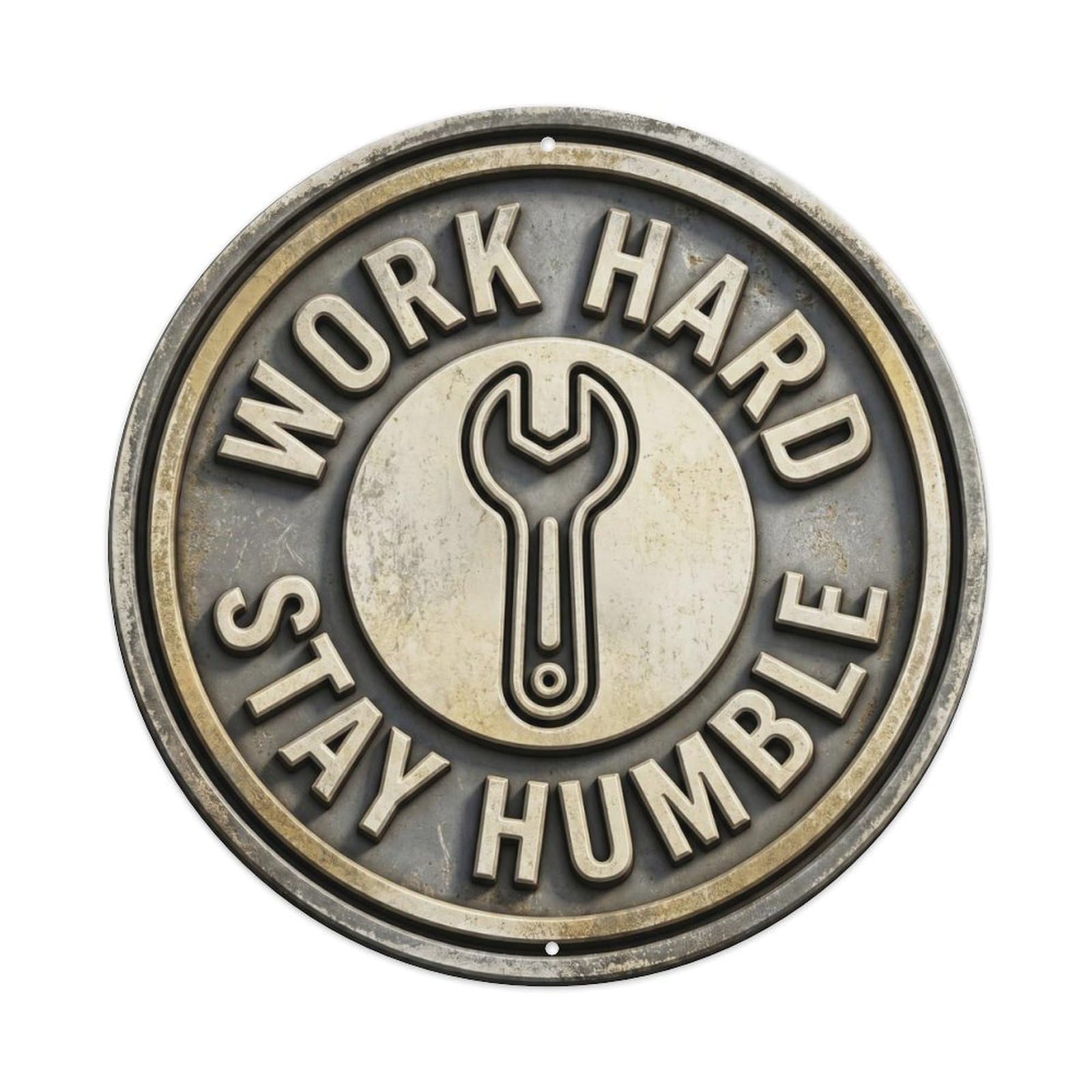 Work Hard Stay Humble Vintage Workshop Accessory Retro Slogans Vintage Metal Tin Sign Plaque Wall Decor for Cafe, Club Bar, Office, Garden Metal Poster 8x8Inch