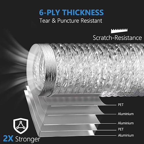 Miniatura 2 de Manguera de ventilación para secadora de 4 pulgadas, 5 pies, extra gruesa, flexible, resistente y flexible, conductos aislados de papel de aluminio