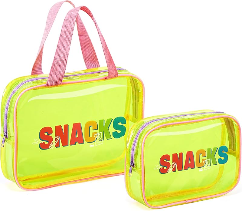 COSHAYSOO Conjunto com 2 necessaires transparentes de PVC com estampa Snack