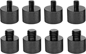 8pcs Mic Stand Adapter 5/8 to 3/8 and 5/8 to 1/4 Mic Thread Screw Adapter Combo Pack For Microphone Mounts and Stands Black
