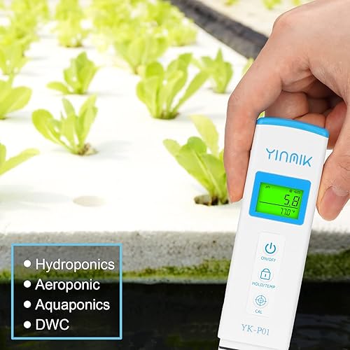 Miniatura 10 de YINMIK YK-P01 - Medidor de pH digital para hidroponía de agua, medidor de temperatura de pH preciso con ATC para piscina, spa, jacuzzi, plantas de