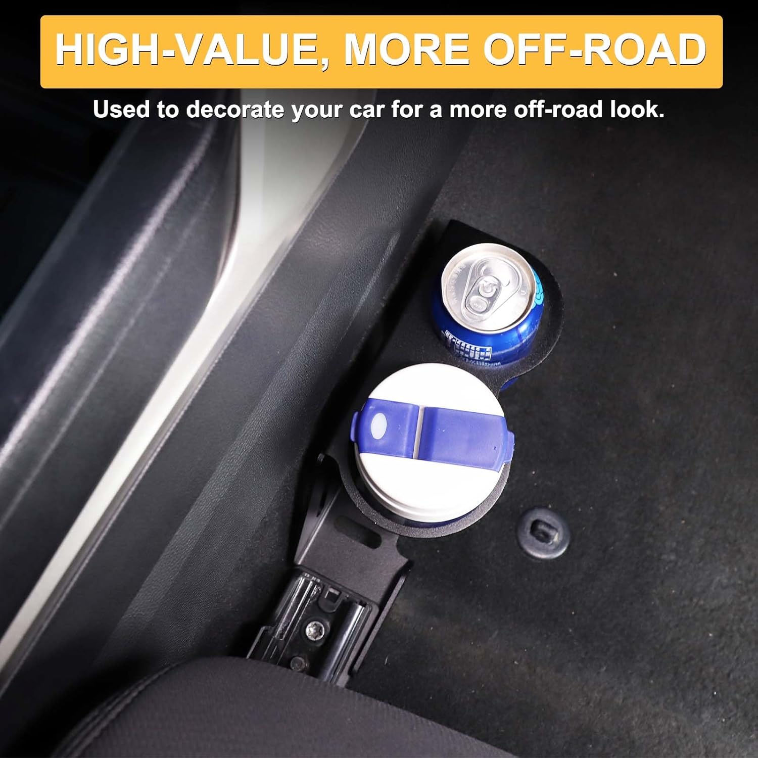 Car Cup Holder Compatible with Toyot@ Tundra 2022-2024 2025 Accessories, Passenger Side Cup Holder Expander, Aluminum Alloy Cup Drink Holder 1Pcs (Black)