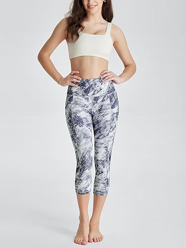 Miniatura 418 de ODODOS - Leggings tipo capri de mujer, no se traslucen y modelan el abdomen, con cintura alta y bolsillos; para hacer yoga, atletismo, ejercicio