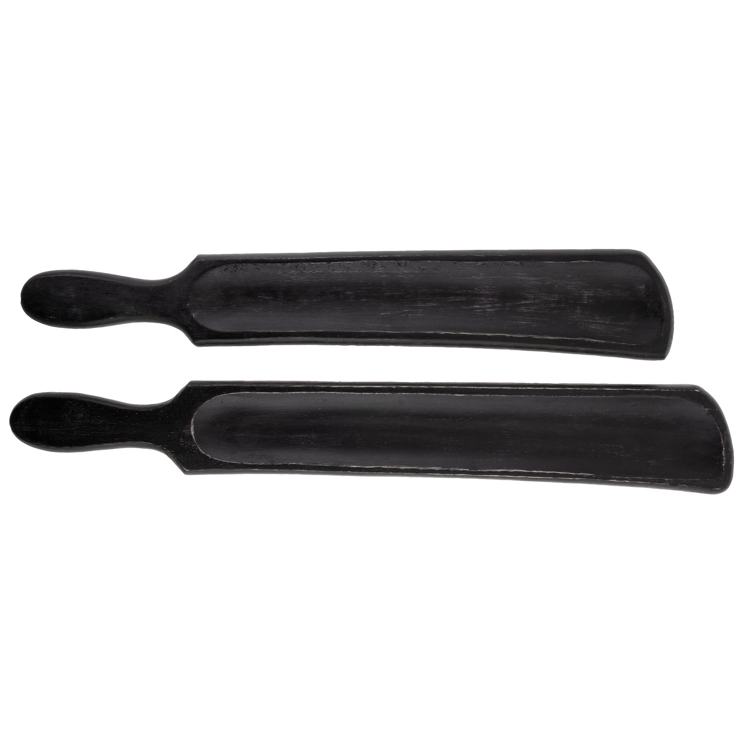Karma Gifts, Acacia Wood Skinny Appetizer Trays Black, Set of 2, Wood Charcuterie Platter for Wine, Cheese, Meat