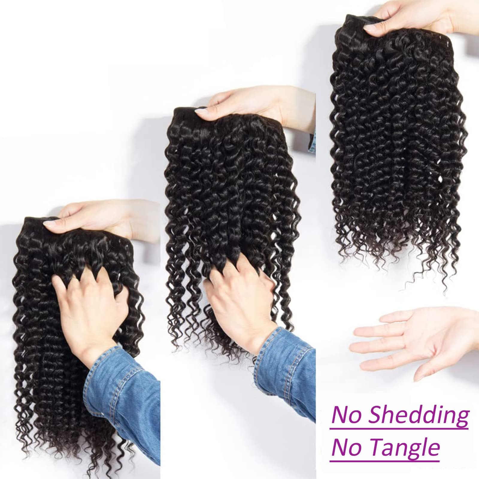 10-14 Inch Human Hair Extensions 3C4A Deep Wave Virgin Brazilian Bundles Amazon.com : Body Wave Bundles Human Hair with Closure (12  main image 2
