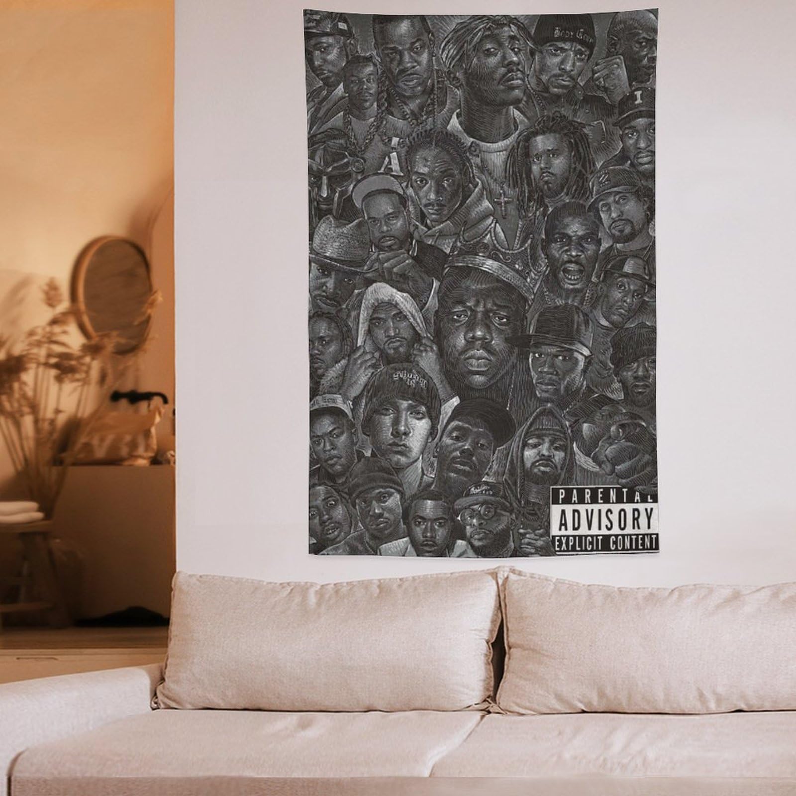 Poster con stampa artistica da parete, motivo: cantante rap, hip-hop, tutte le stelle, 152 x 228 cm