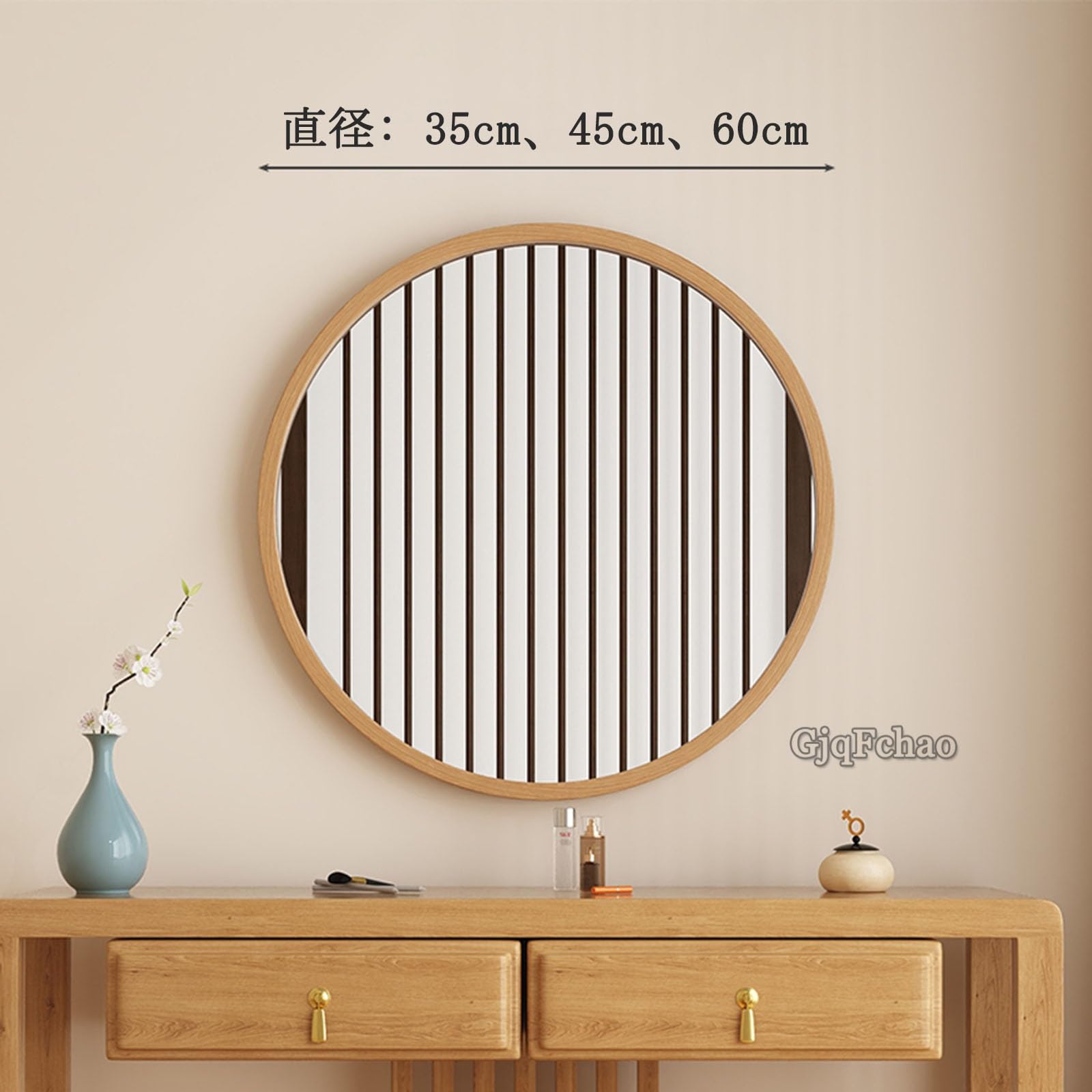 Amazon.co.jp: 丸鏡 天然木製 壁掛けミラー 直径 35cm 45cm 60cm 