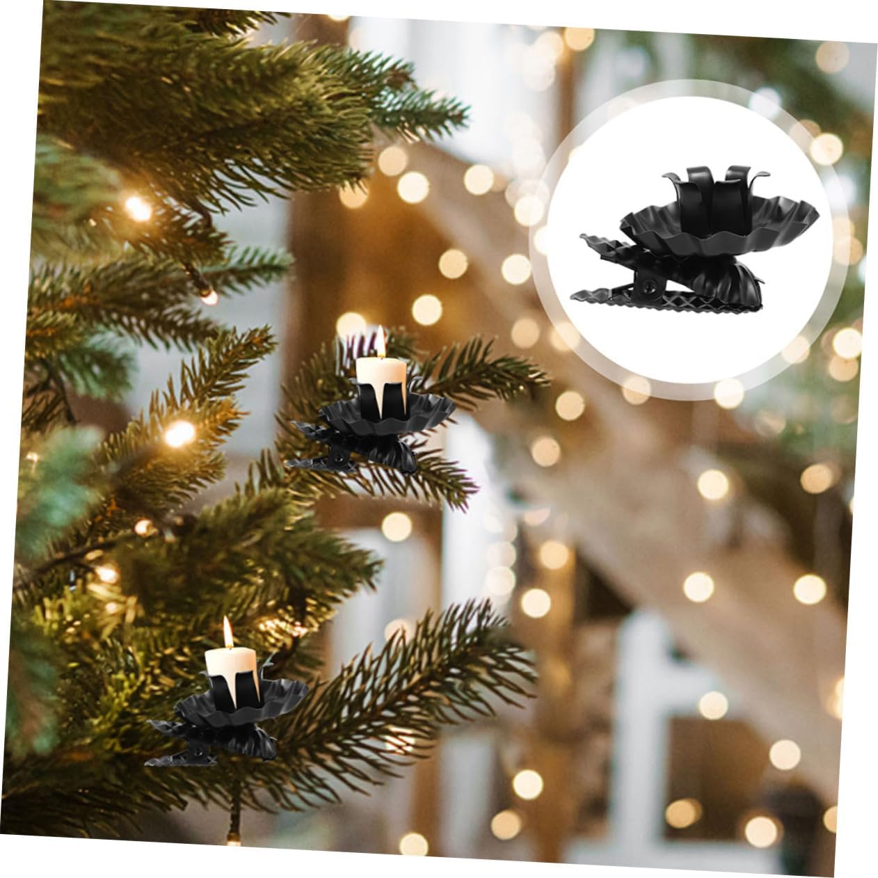 Cabilock 5sets Metal Christmas Tree Candle Holder Clip Vintage Decor Xmas Party Accessory 20pcs*5