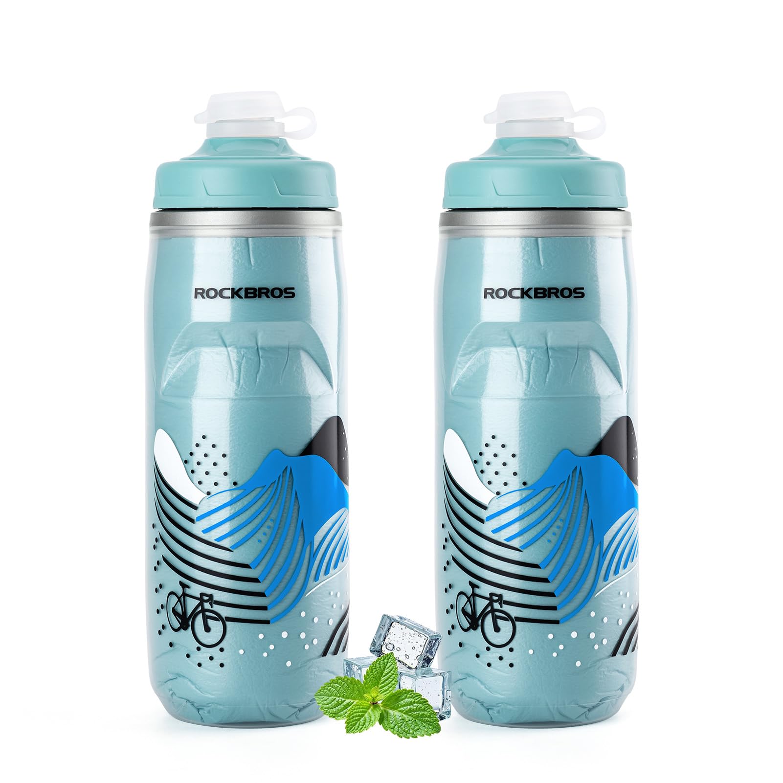 Bike Water Bottle, 21oz Insulated Cycling Squeeze Bottle