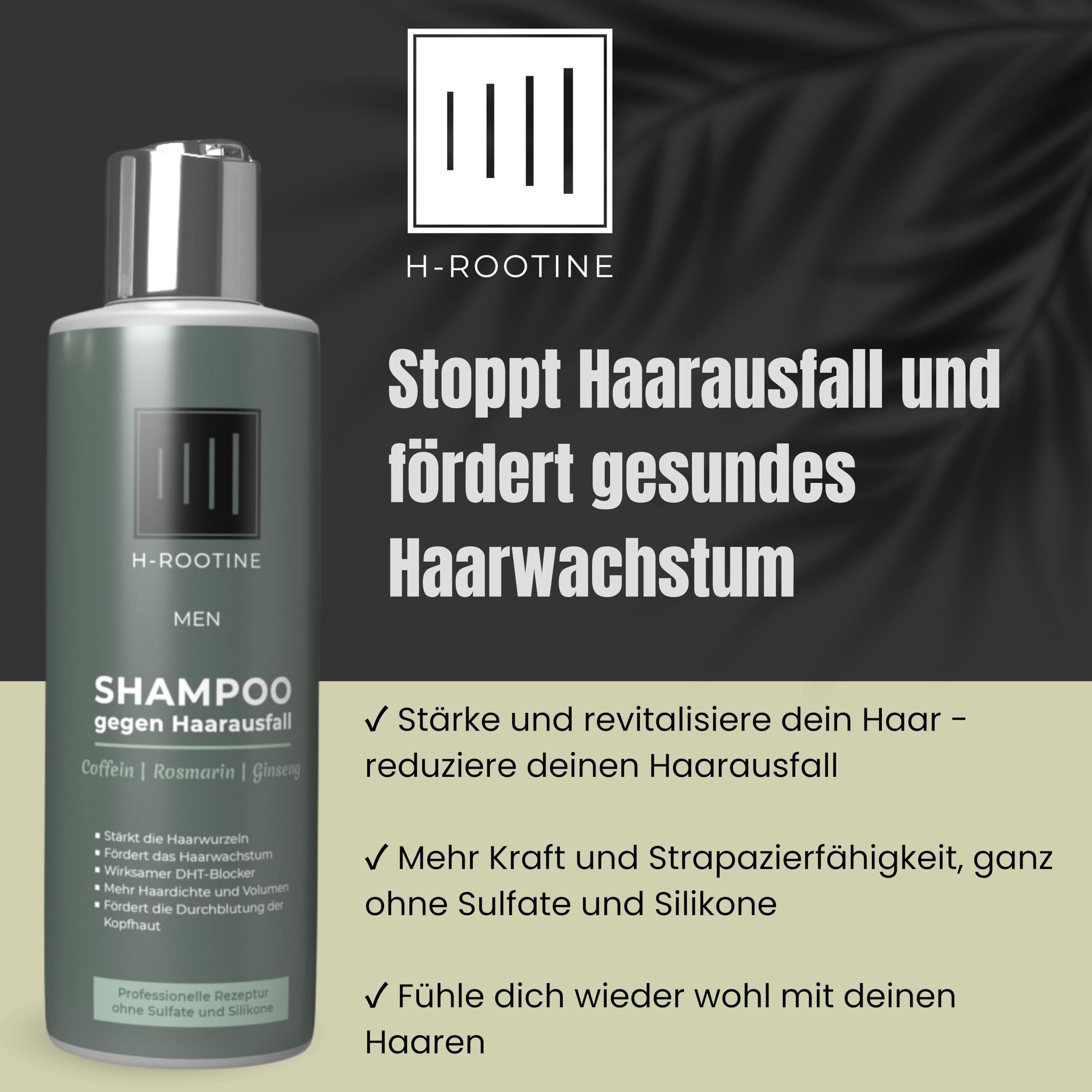 Coffein-Shampoo gegen Haarausfall* für Männer (200ml) • Anti-Haarausfall* Shampoo mit Coffein, Rosmarin & Ginseng • Fördert Haarwachstum & pflegt die Kopfhaut
