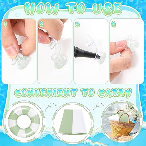 Miniatura 3 de Leyndo Anillo de natación de 47.24 pulgadas, flotadores de piscina gigantes, anillos de piscina a rayas, tubo inflable grande para adultos,