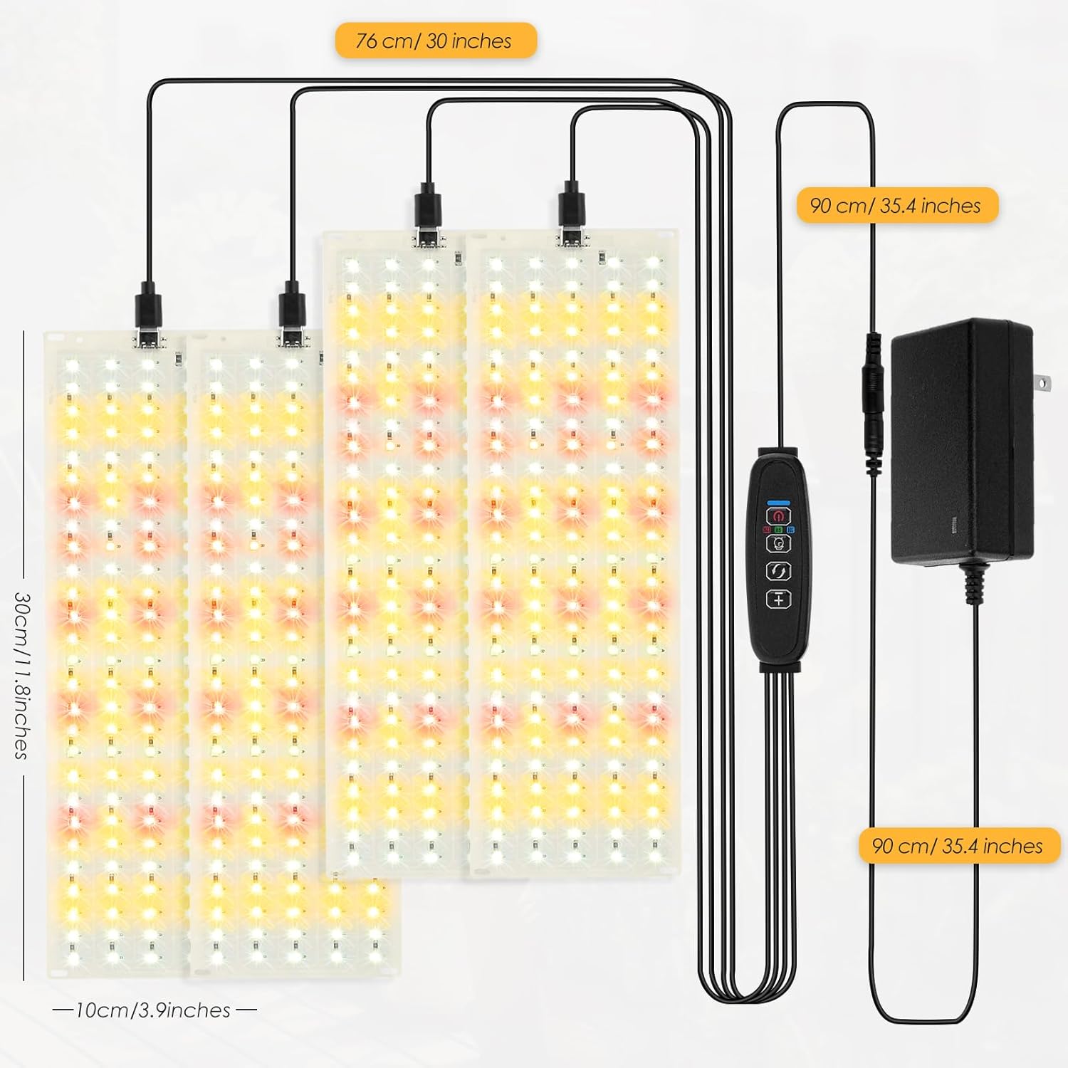 LINGSFIRE 4PCS LED Grow Lights, 40w Full Spectrum Grow Light 540 LEDs Grow Lights for Indoor Plants with Timer Dimmable Thin Grow Light Panel for Under Cabinet Plant Seedlings Flowers Veg and More