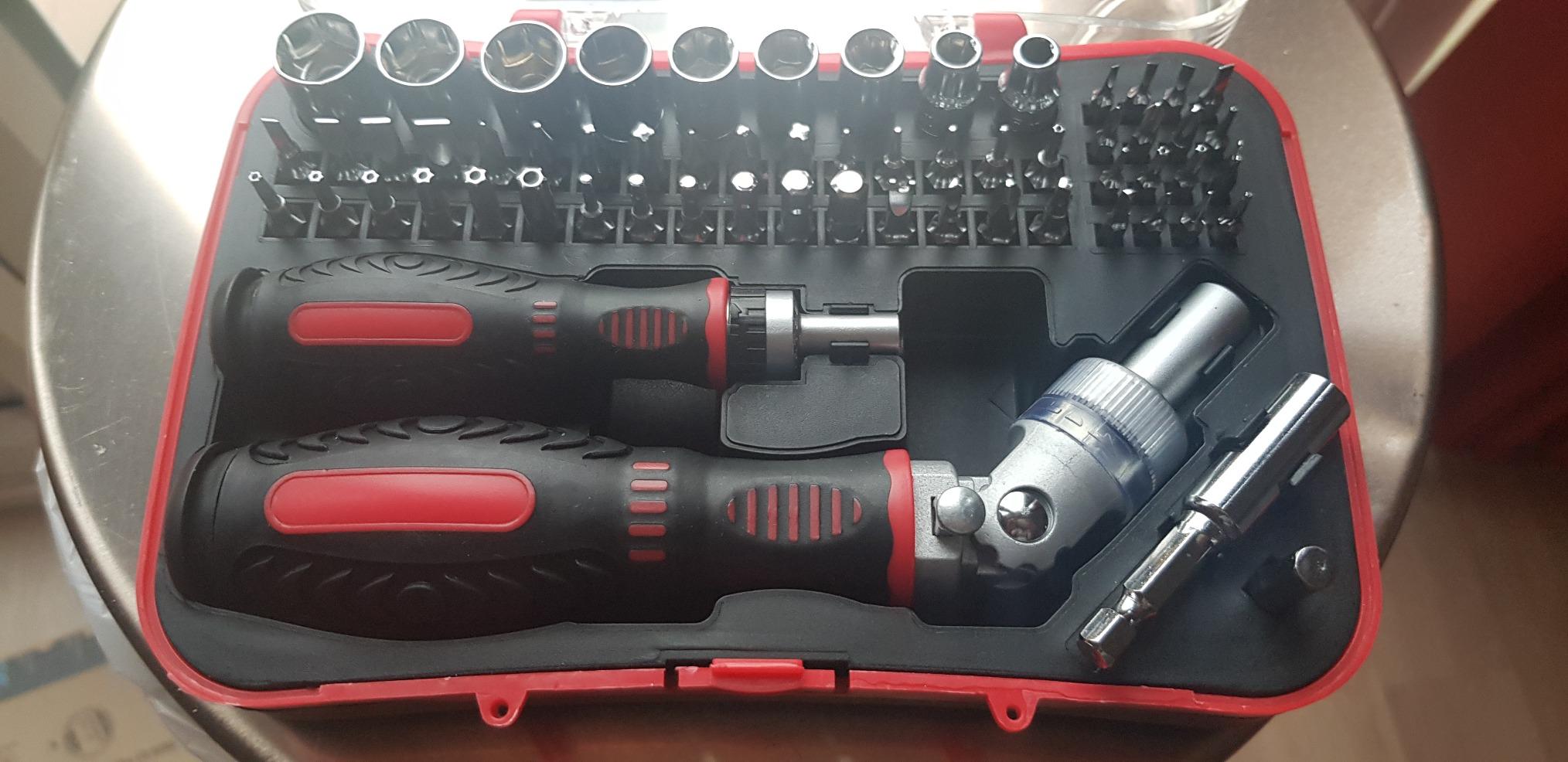 JENABOM Rachet and Bit Set, 61pc Driver Bits & Socket Set with Right ...