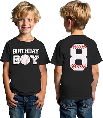 MODNTOGA Birthday Boy Shirt Boys Baseball T-Shirt 6th 7th 8th 9th 10th B-Day Party Tee Big Kid Short Sleeve 6-10 Years Tops