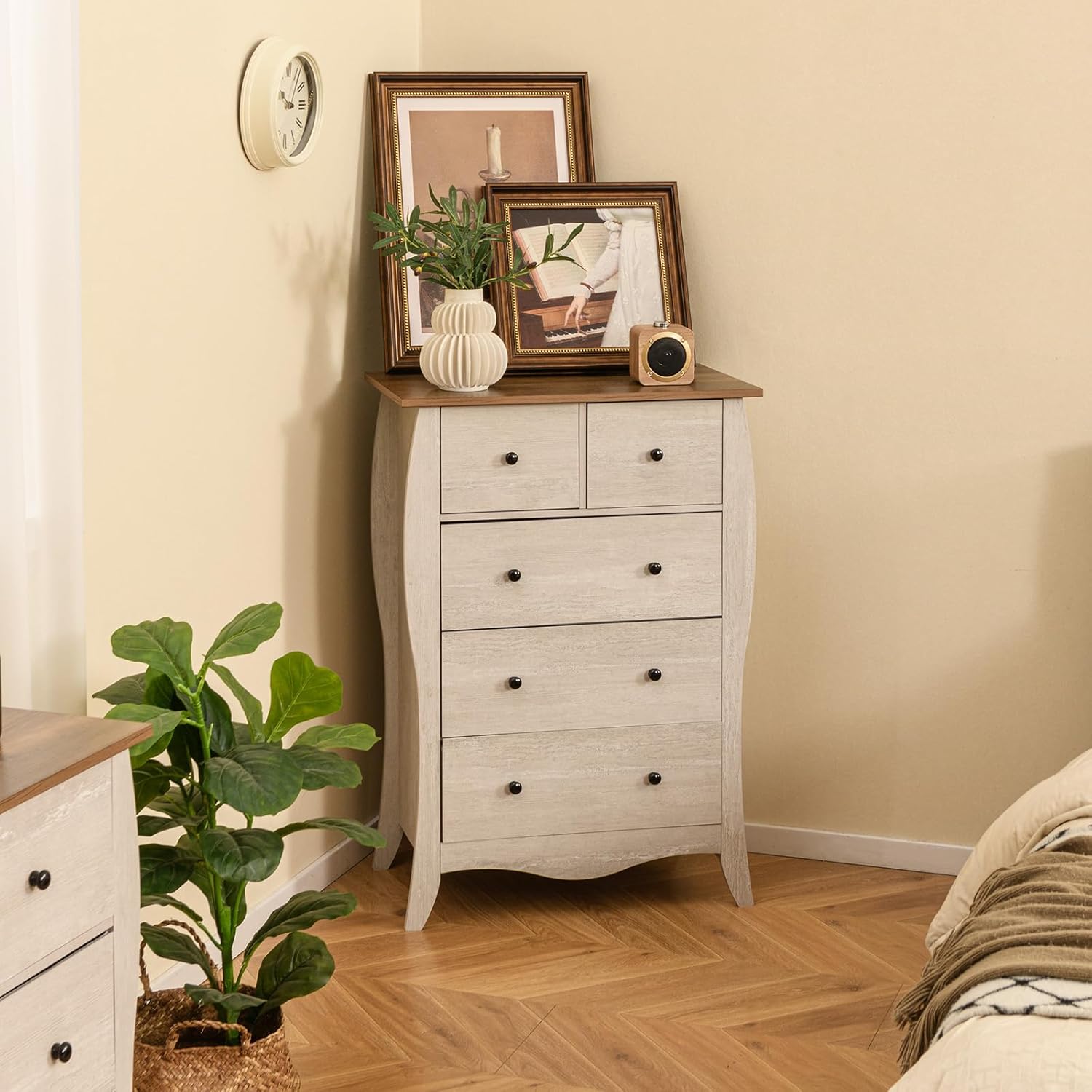 COSTWAY 5-Drawer Dresser in a bedroom setting