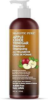 Majestic Pure Apple Cider Vinegar Shampoo - Restores Shine & Reduces Itchy Scalp, Dandruff & Frizz - Sulfate Free, for All Hair Types, Men and Women - 16 fl oz