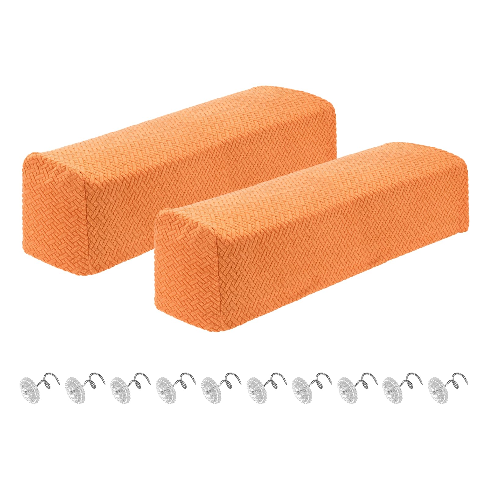 sourcing map 2Pcs Couch Arm Covers, Stretch Sofa Armrest Cover with Twist Pins Scratch-Resistant Sofa Arm Protectors for Chairs Sofas Couch Armchair (27.5"- 29.5" Length, Orange) — image 1